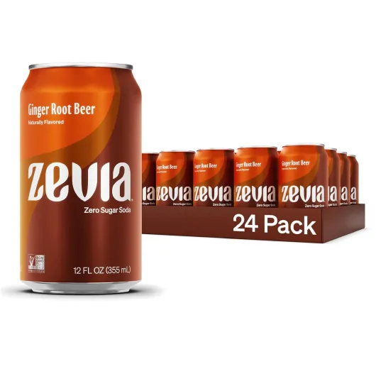 Zero Sugar Soda, Ginger Root Beer, 12 oz Cans (24-Pack) – Naturally Sweetened, Zero Calorie Sugar Free Soda - Non-GMO Project Verified, Gluten-Free, Vegan Ginger Root Beer 12 Fl Oz (Pack of 24)