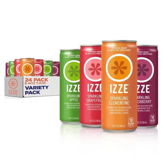 Sparkling Juice, 4 Flavor Variety Pack, 8.4 Fl Oz (24 Count) Blackberry, Grapefruit, Clementine, Apple 8.4 Fl Oz (Pack of 24)