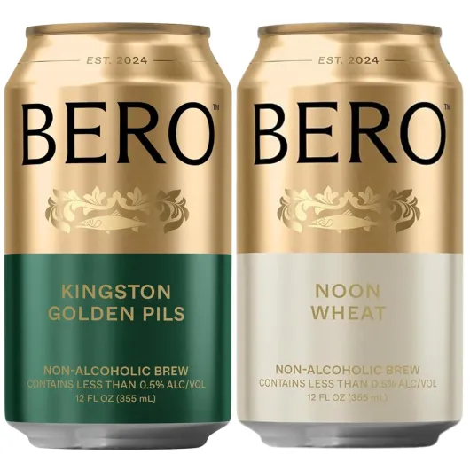 Noon Wheat NA Beer 6-Pack (Light Hoppy Ale) + BERO Kingston Golden Pils NA Beer 6-Pack (Crisp Lager), NA Beer by Tom Holland, Refreshing alcohol alternative, Alcohol Alternative Beverages