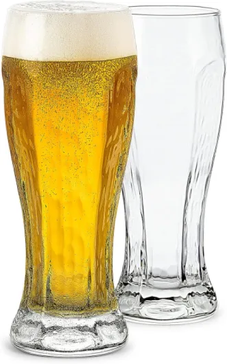 Beer Glasses, Hexagon Shape Pilsner Glasses set of 2,16oz Crystal Craft Wheat Beer Glasses,Lead-free Weizen vase for Drinking LAGER,Pint glasses for ALE,Premium IPA glasses,Great Gift Idea.