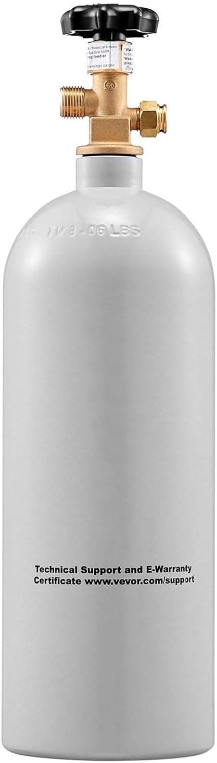 5 Lbs CO2 Tank Aluminum, CGA320 Valve, Draft Beer Soda Cylinder - Gray Coated