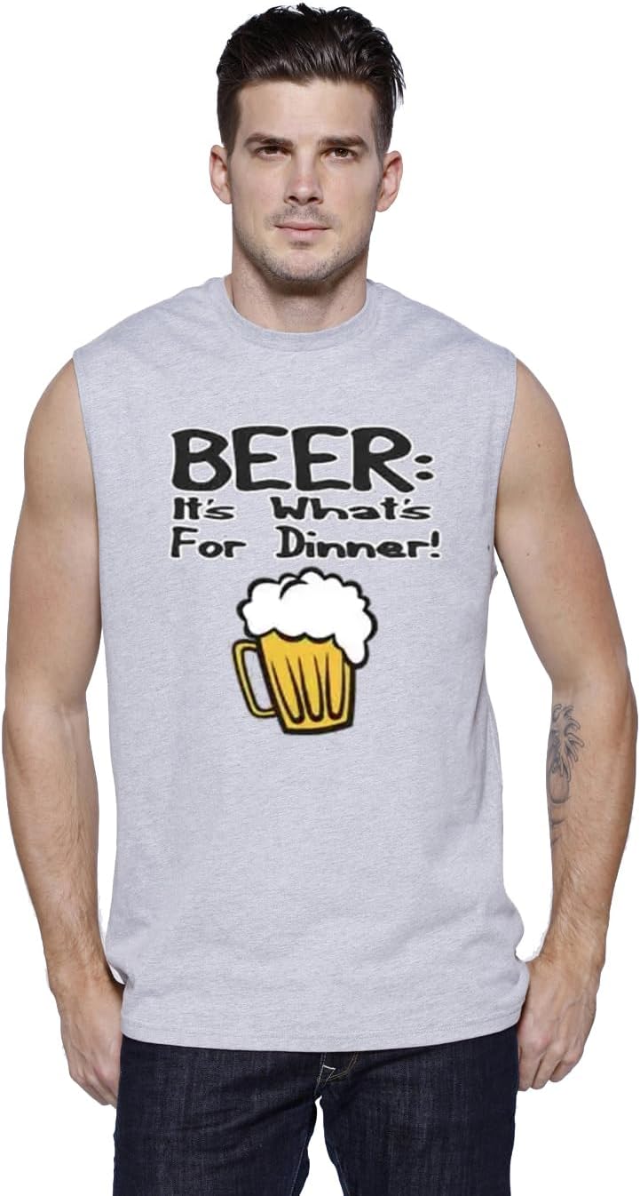 Generic Funny Beer T-Shirt Sleeveless Muscle Tee Tank Top Mens 7X-Large Gray