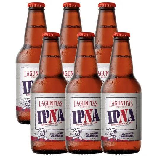 [ Pack of 6] Lagunitas IPNA IPA, Non Alcoholic NA, Full Flavored & Hop Forward - 12 Fl Oz