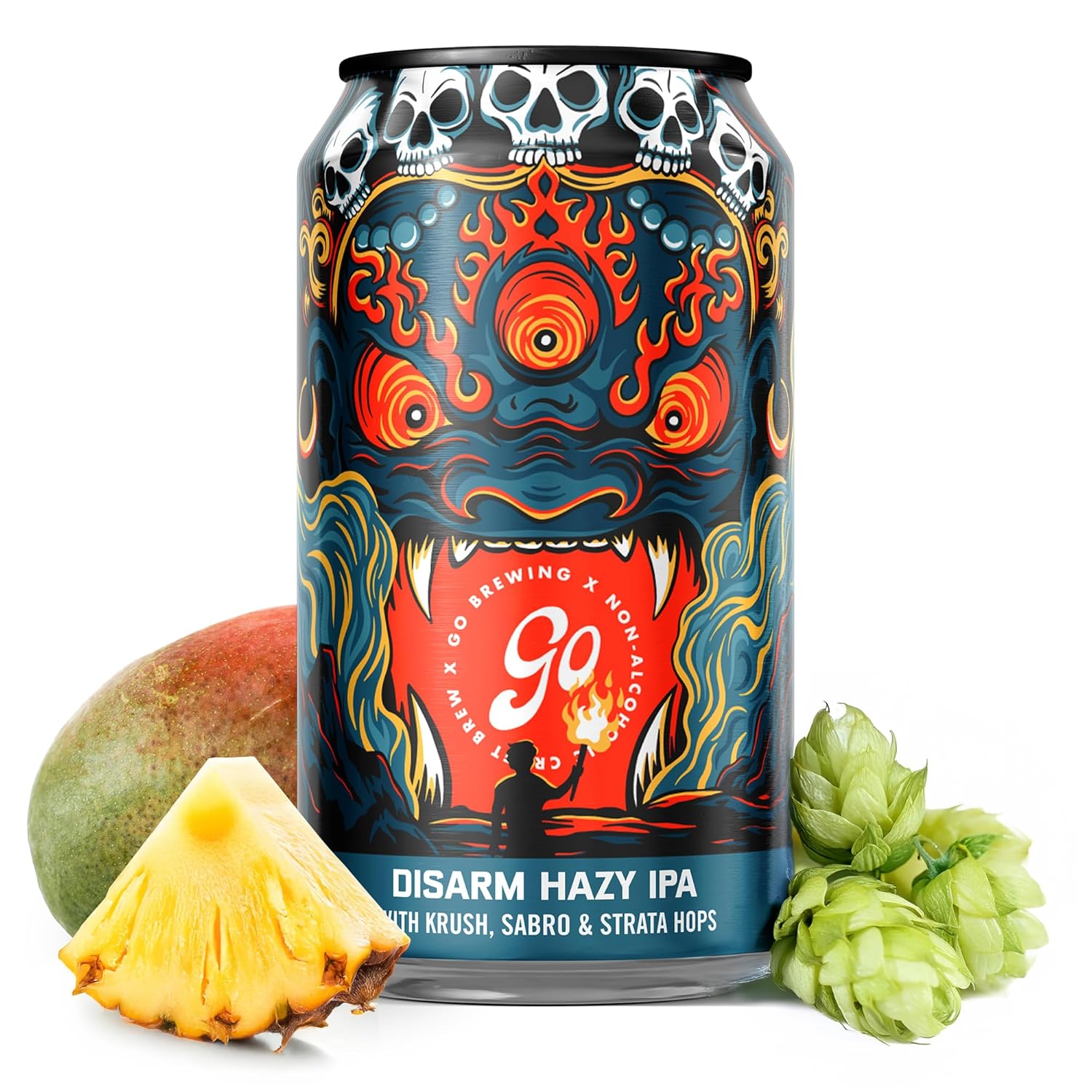 Disarm Hazy IPA Non-Alcoholic Craft Beer, 12 Oz – Low-Calorie, Full-Bodied Hazy Craft Brew with Zesty Citrus and Tropical Fruit Notes – Non-Alcoholic Beer for Any Occasion Disarm Hazy IPA 12 Fl Oz (Pack of 12)