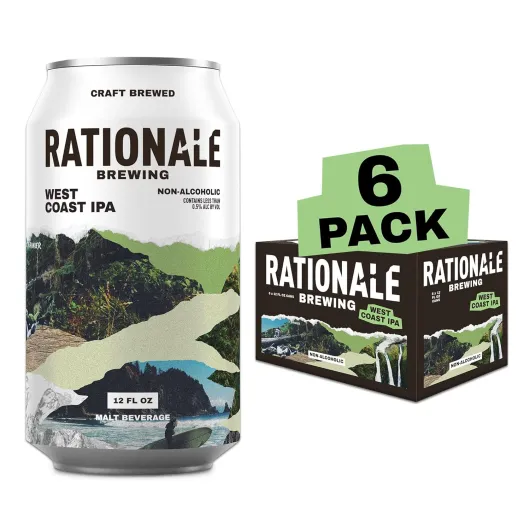 Non Alcoholic Beer, West Coast IPA, Premium Craft NA Beer, Low Calorie Zero Alcohol Alternative, Award Winning Non-Alcoholic Drinks, 6 Pack 12oz Cans West Coast IPA 6 Pack