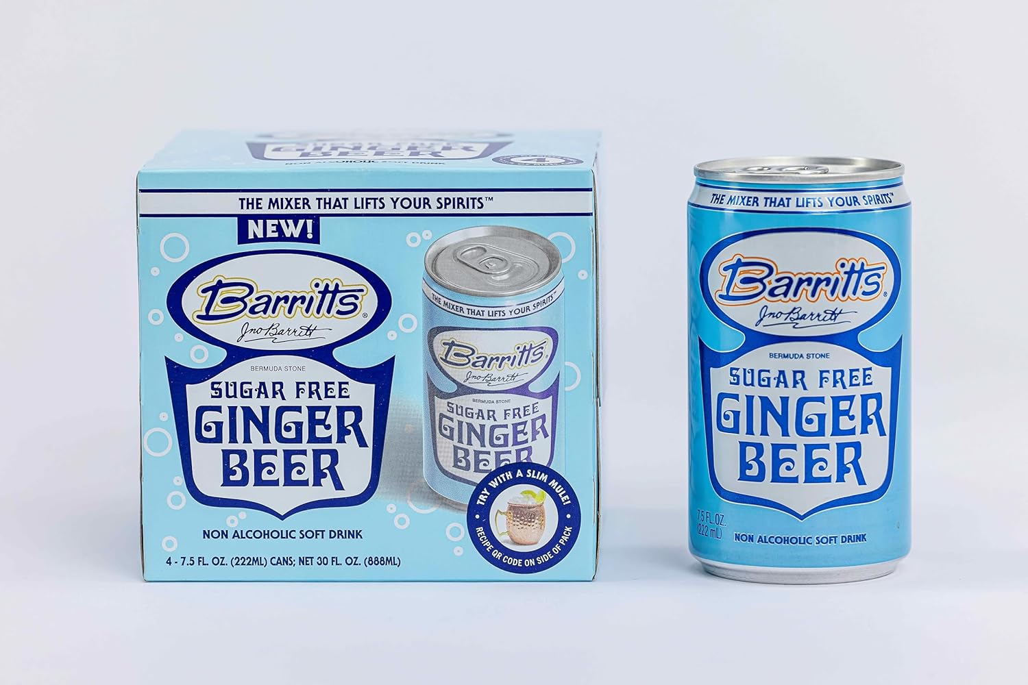 Barritt's Mixers - Sugar Free Diet Ginger Beer, Non-Alcoholic Soda Cocktail Mixer, 7.5 fl oz Cans, 24 Pack, Mini, 0 Calories, No Aspartame Sugar Free Ginger Beer