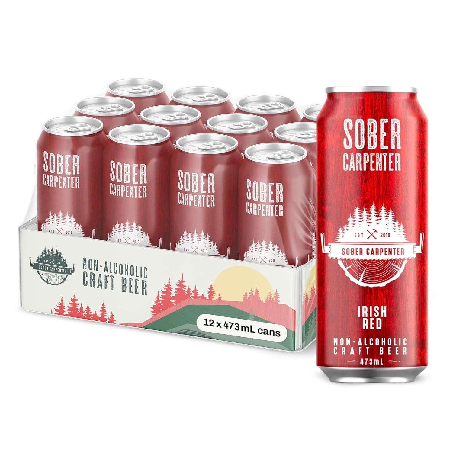 Irish Red Ale Non Alcoholic Beer, Ideal Craft Beer for Any Occasion, Non Alcoholic Spirits & Alcohol Alternative, Low Calorie Drink with 60 Calories & 24 IBU, Pack of 12 (16 oz Ea) Irish Red Ale 12 cans x 16 oz