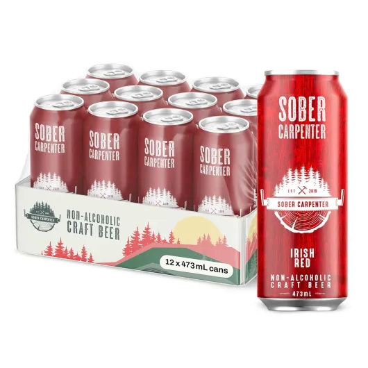 Irish Red Ale Non Alcoholic Beer, Ideal Craft Beer for Any Occasion, Non Alcoholic Spirits & Alcohol Alternative, Low Calorie Drink with 60 Calories & 24 IBU, Pack of 12 (16 oz Ea) Irish Red Ale 12 cans x 16 oz