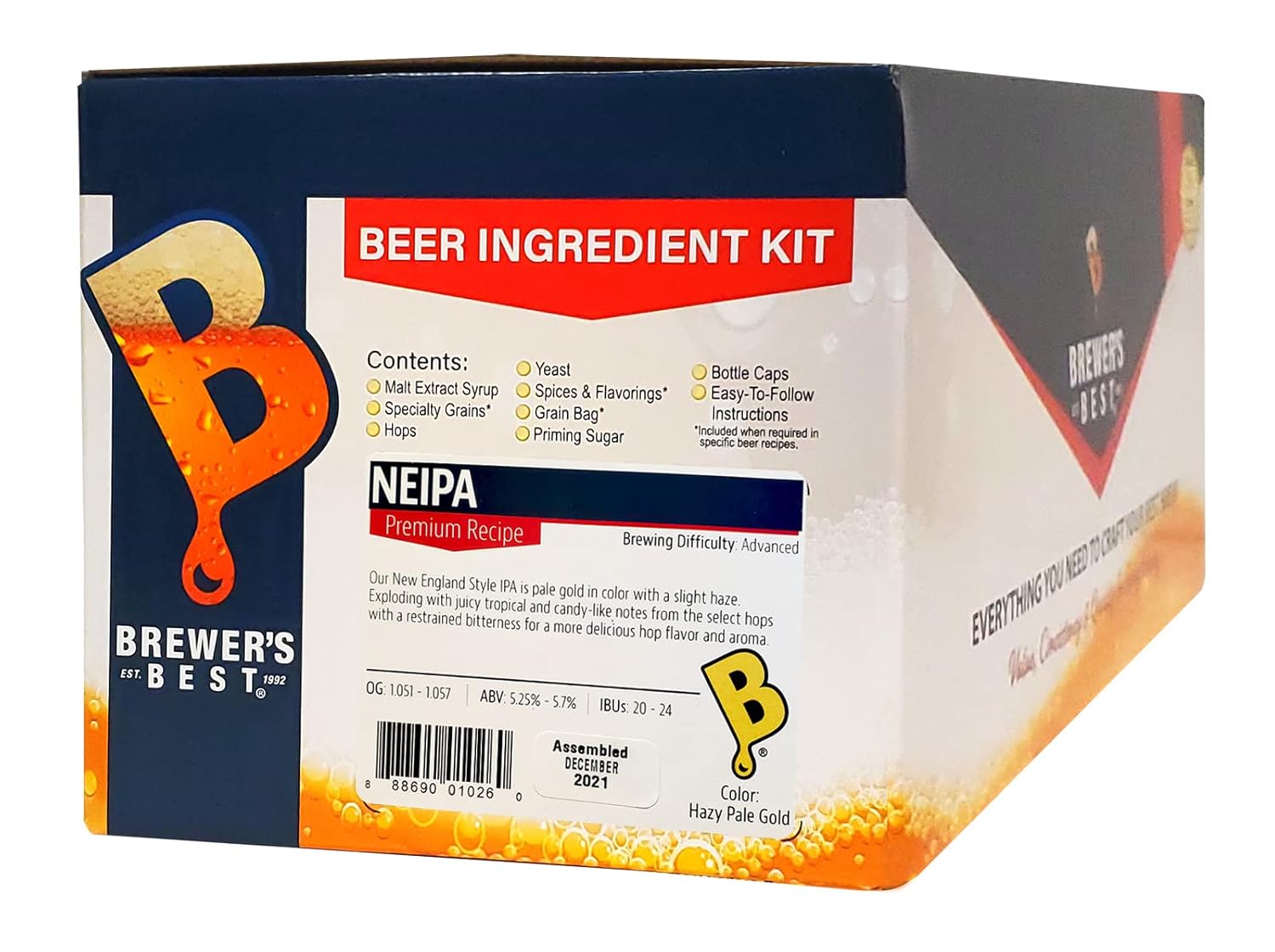 Brewer's Best NEIPA (New England IPA) Five Gallon Beer Making Ingredient Kit Mango