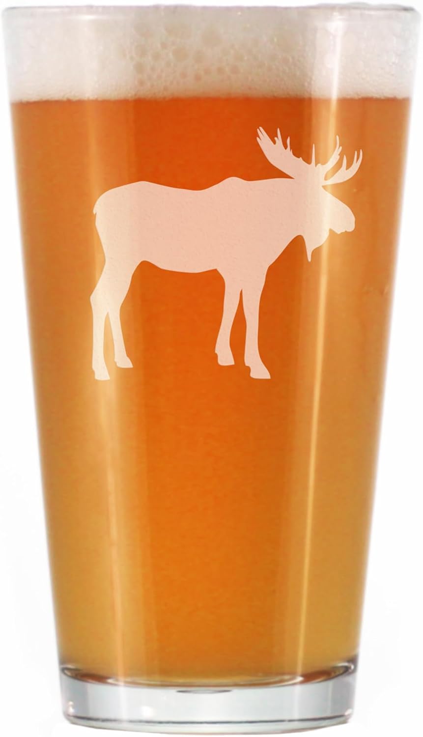 Moose - 16 oz Pint Glass for Beer - Cabin Themed Gifts or Rustic Decor for Men and Women - Fun Drinking or Party Glasses 16 Ounces