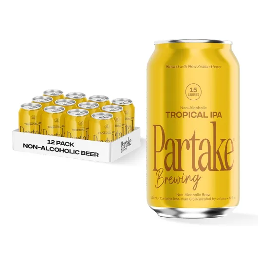 Brewing Craft Non Alcoholic Beer, Tropical IPA 12 Pack x 12 Fl Oz Cans - Low-Calorie, Low-Carb, No Sugar, All-Natural Ingredients - Award-Winning Taste, Non Alcoholic Beer Without the Empty Calories