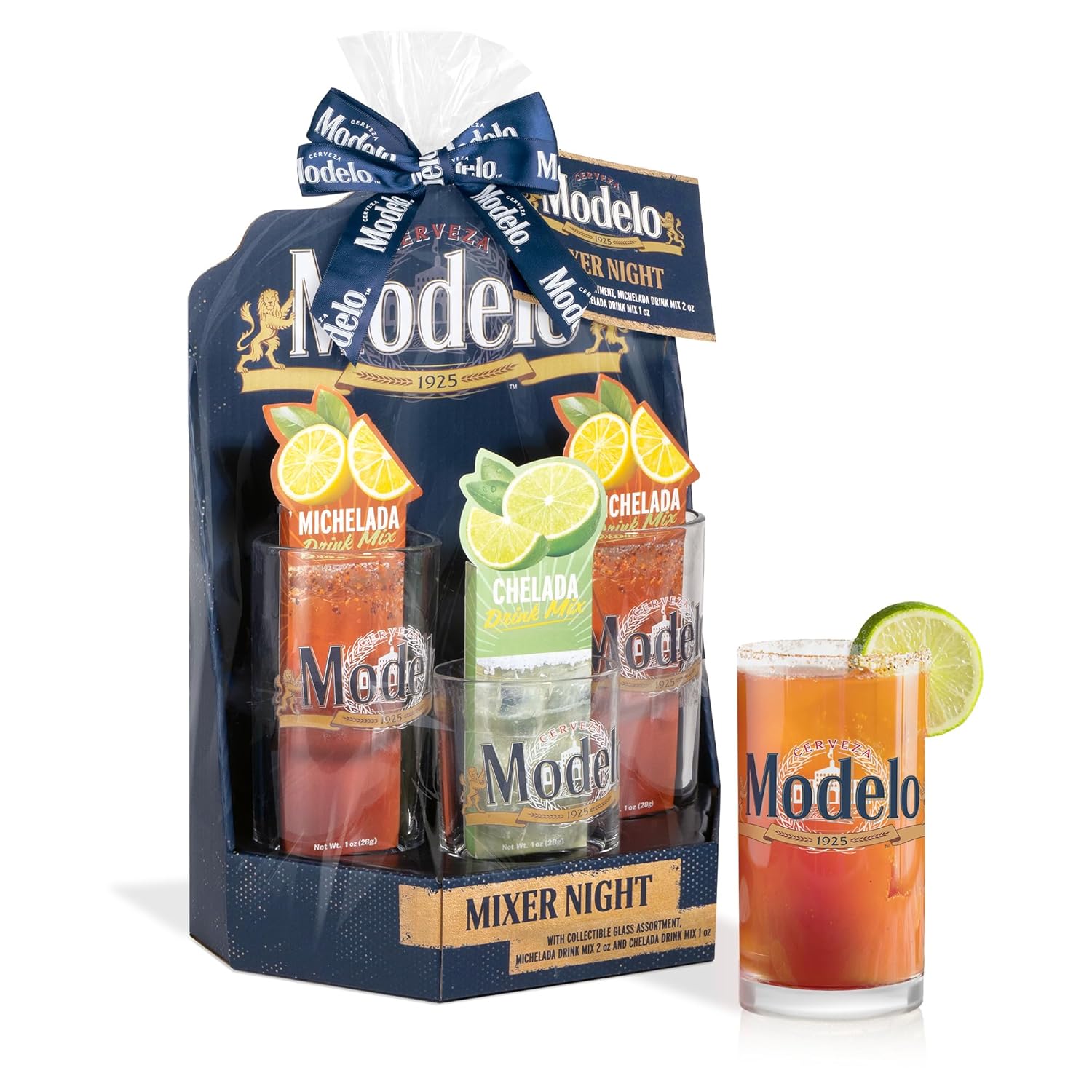 Modelo Beer Mixer Night Set With Michelada, Chelada Mix and Collectible Glasses