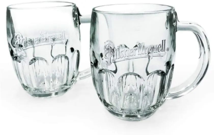 Pilsner Urquell Classic Glass Beer Mugs, Traditional Czech Style Drinking Glasses, Clear Crystal, Set of 2