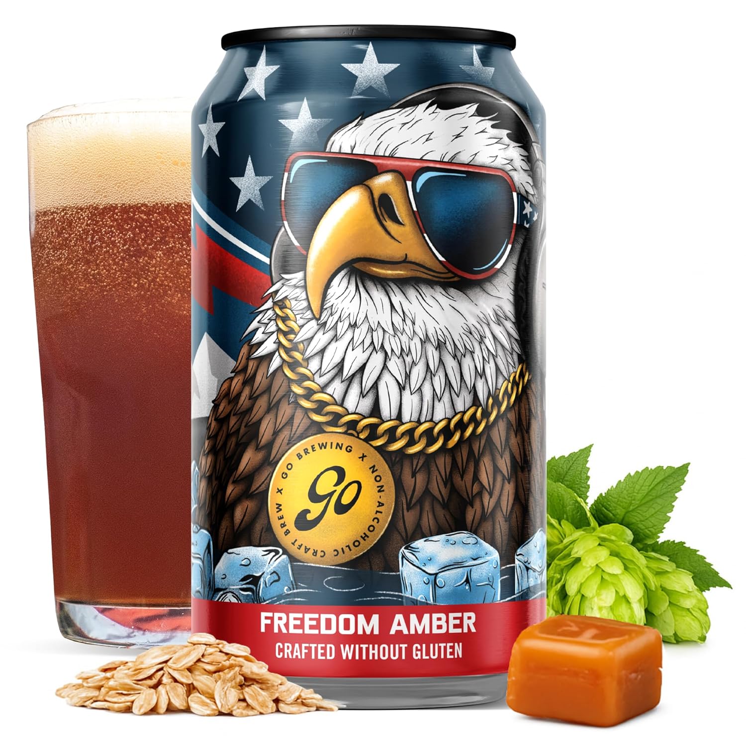 Freedom Amber - Gluten-Free Non-Alcoholic Craft Beer - Small Batch, Low-Calorie Brew - Earthy, Caramel, and Corn Flavor Profile - Smooth Finish - Ideal for Any Occasion (12 Oz, 12 Cans) Freedom Amber - Gluten Free 12 Fl Oz (Pack of 12)