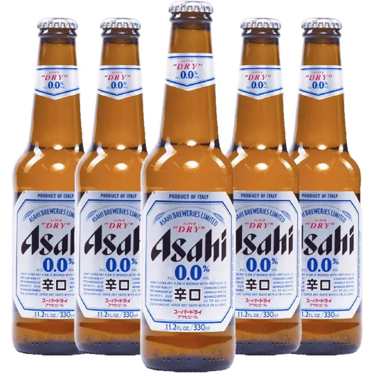 Asahi 5 Pack Super Dry 0.0% Alcohol Free Lager - 12oz Bottles - Zero Alcohol Beer - Made in Japan