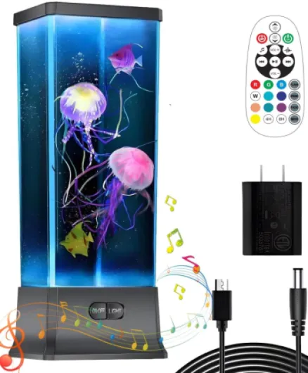Cool Electric Jellyfish Lamp with Bluetooth Speaker Music Gift for Boys Girls Adults Aquarium Tank Sensory Mood Night Light for Decorate Relax Modern with speaker
