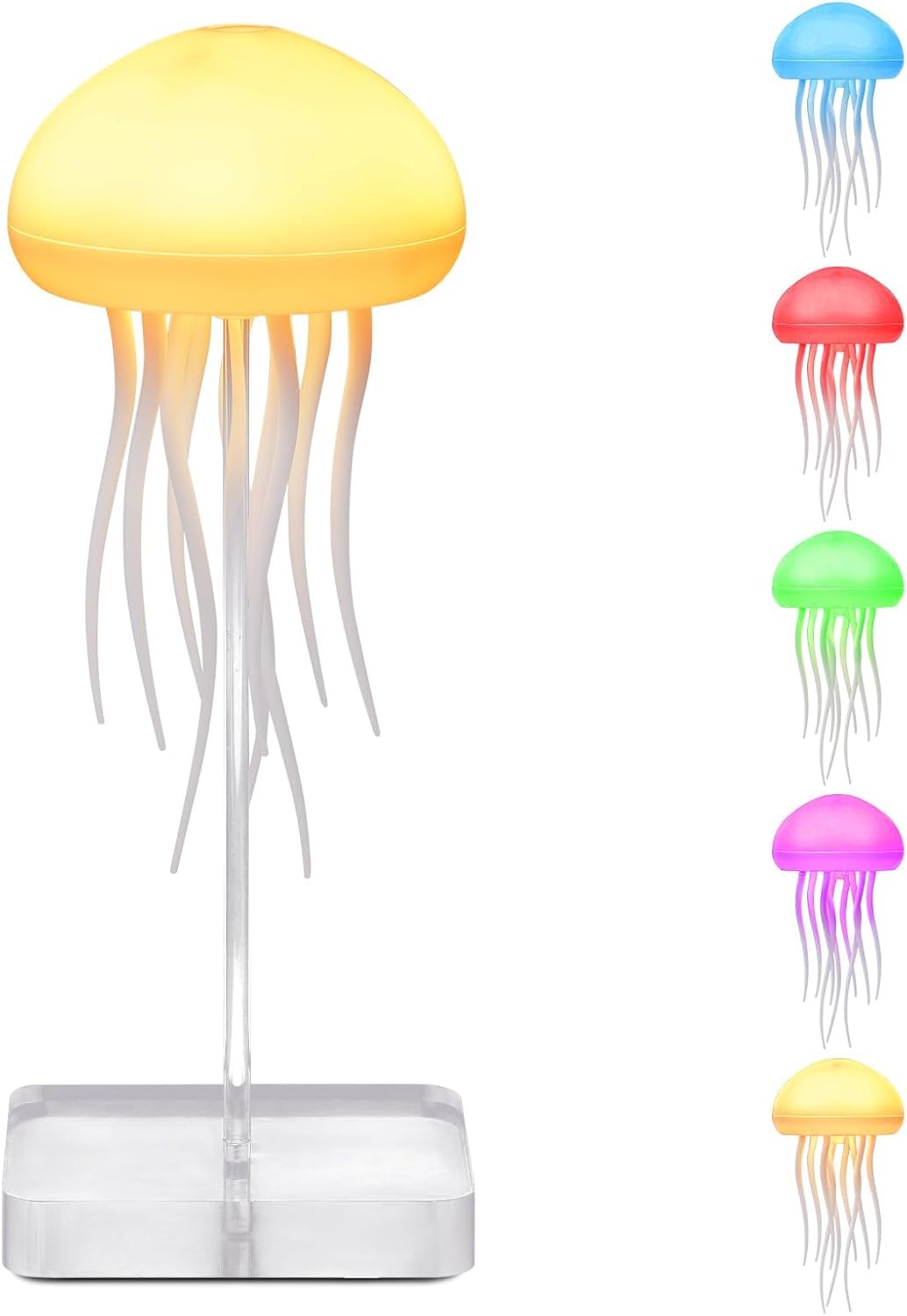 Jellyfish Lamp, Voice Control Jellyfish Lamp with Dancing Legs, RGB Gradient Jellyfish Bedside Lamp, Rechargeable Jellyfish Table Lamp with Touch Sensor, Christmas Gifts (Hanging + Base)