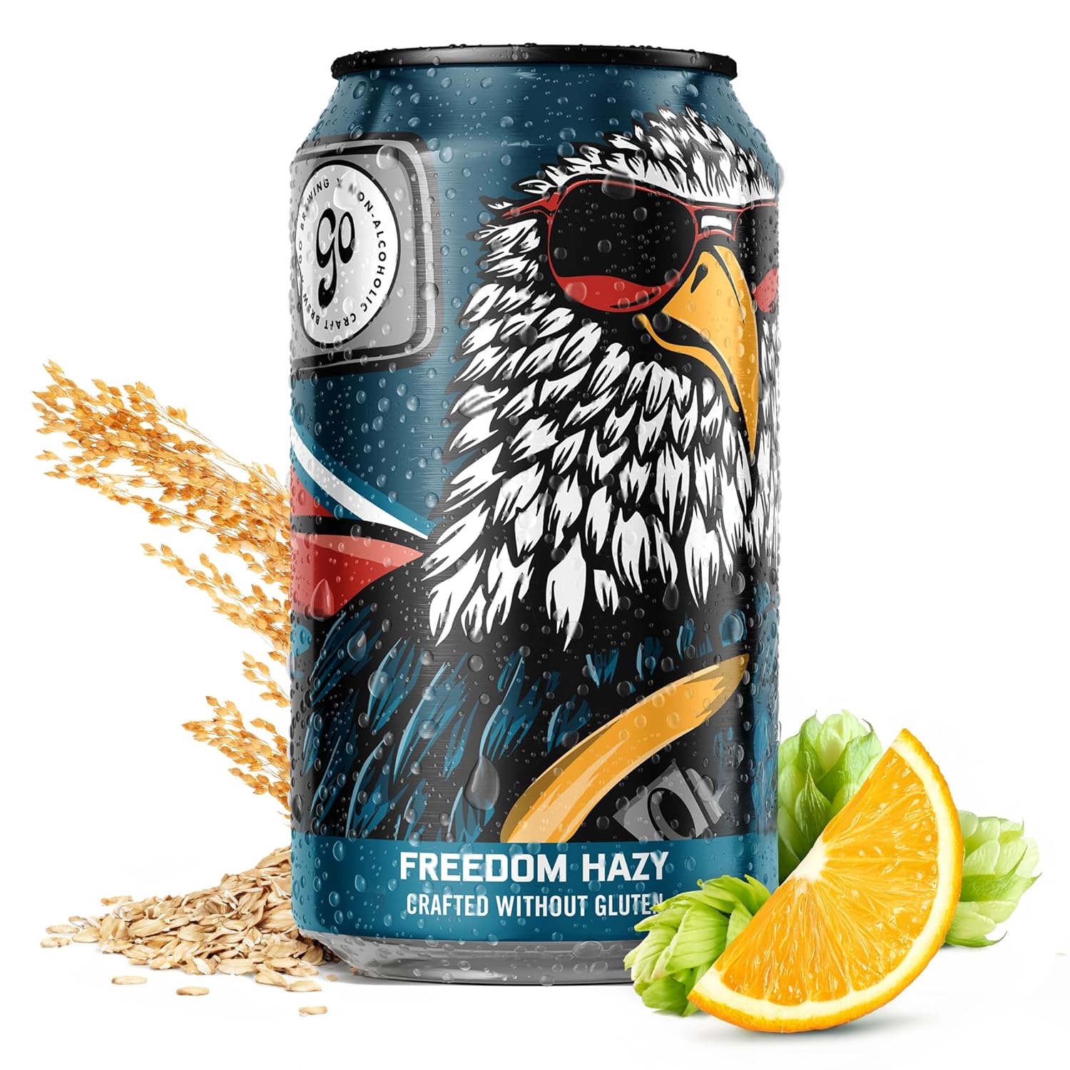 Freedom Hazy IPA Non-Alcoholic Craft Beer, 12oz - Low-Calorie & Gluten-Free Hazy Craft Brew with Juicy Citrus and Stone Fruit Notes - Non-Alcoholic Beer For Any Occasion Freedom Hazy IPA 12 Fl Oz (Pack of 12)