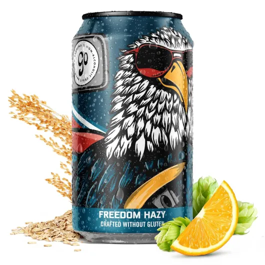 Freedom Hazy IPA Non-Alcoholic Craft Beer, 12oz - Low-Calorie & Gluten-Free Hazy Craft Brew with Juicy Citrus and Stone Fruit Notes - Non-Alcoholic Beer For Any Occasion Freedom Hazy IPA 12 Fl Oz (Pack of 12)