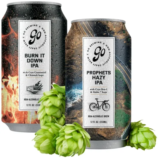 IPA 12 Mixed Pack - Non Alcoholic Beer - Refreshing Small Batch Brew - Low Calorie Brew - Featuring Prophets Hazy IPA & Burn It Down IPA - Ideal for Any Occasion (12 oz, 12 Pack) Prophets Hazy - Burn It Down 12 Fl Oz (Pack of 12)