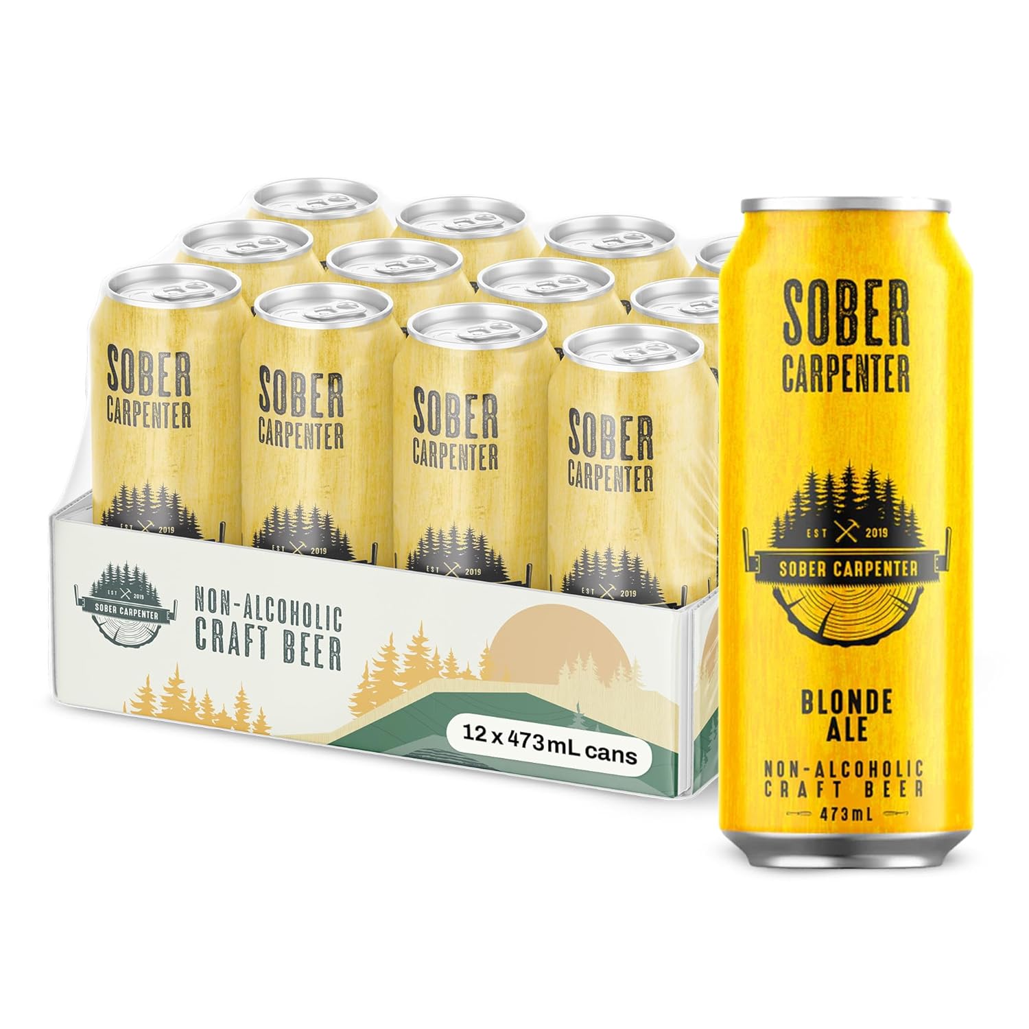 Blonde Ale Non Alcoholic Beer, Refreshing Craft Beer for Any Occasion, Non Alcoholic Spirits & Alcohol Alternative, Low Calorie Drink with 45 Calories & 20 IBU, Pack of 12 (16 oz Ea) Blonde Ale 12 cans x 16 oz
