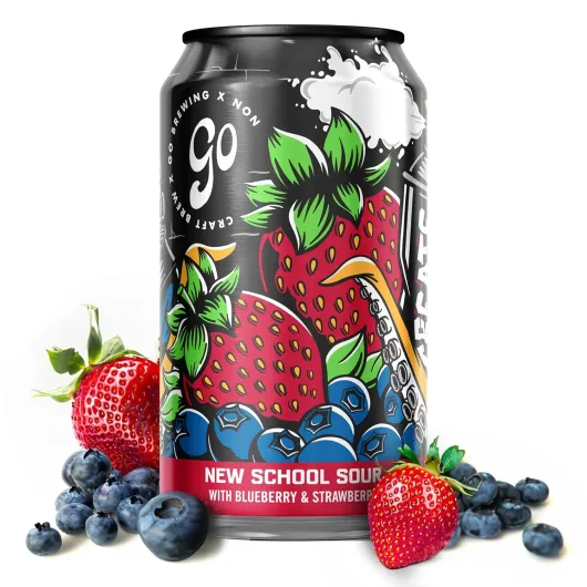 New School Sour Berry - Non-Alcoholic Craft Beer - Small Batch, Low-Calorie Brew - Blueberry and Strawberry Flavor Profile - Bold & Smooth Finish - Ideal for Any Occasion (12 Oz, 12 Cans) New School Sour 12 Fl Oz (Pack of 12)