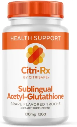 CitriRx Sublingual Acetyl Glutathione 100mg, 120 ct Lozenges - 4 Mos Supply - Grape Flavor - Made in USA