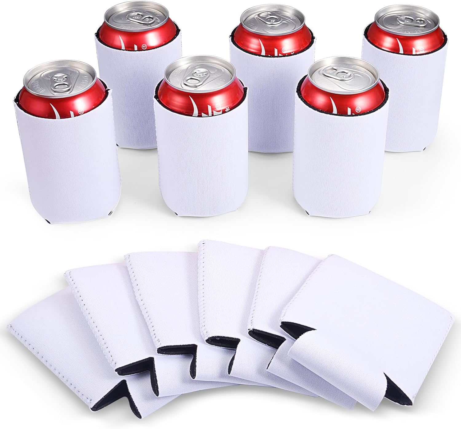 Sublimation Blanks Can Coolers, 12 Beer Can Cooler Sleeves, Collapsible Insulated Reusable Soda Cover Drink Coolies Beer Sleeves for DIY Weddings Bachelorette Parties Party Favors White Can Coolers 12pcs