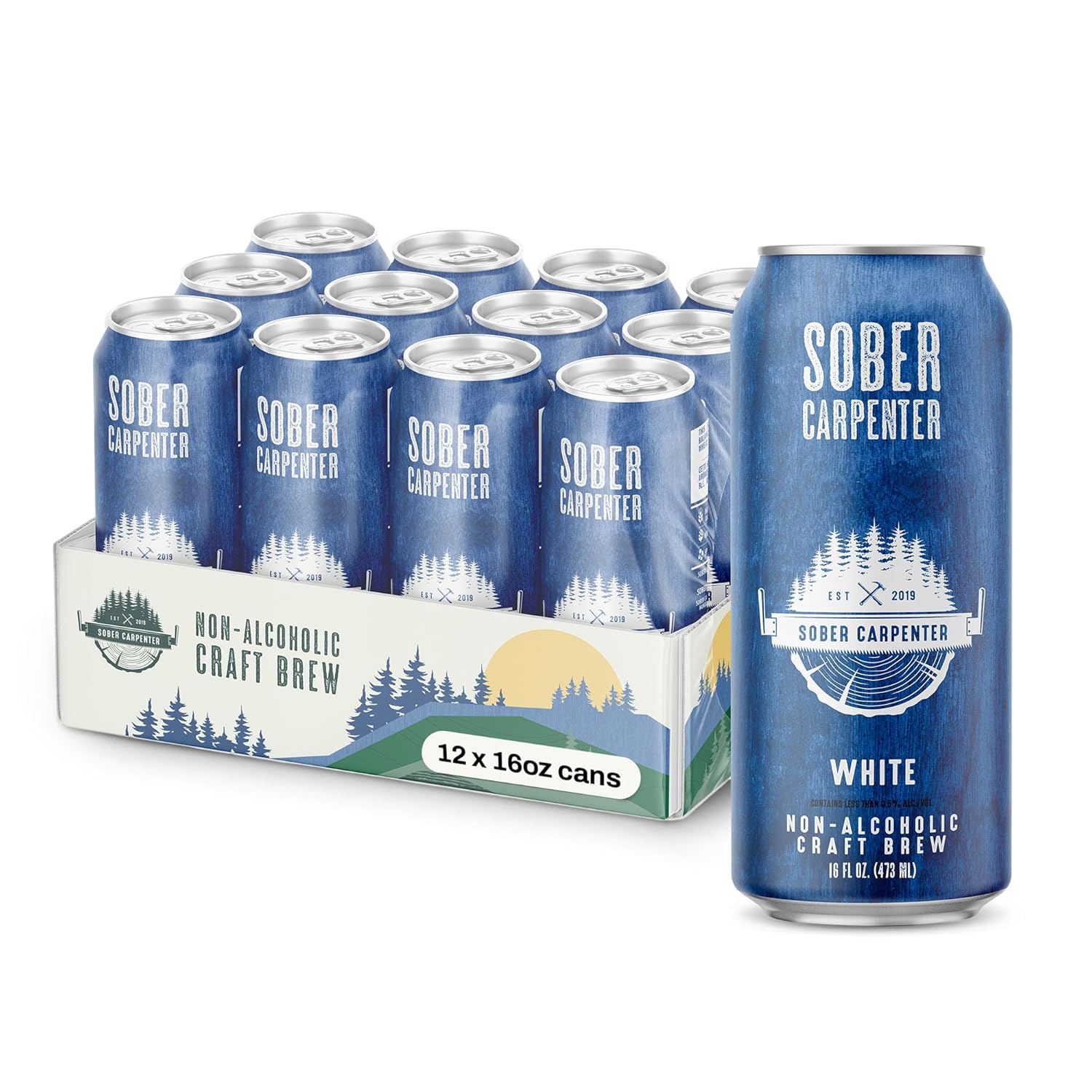 White Wheat Belgian-Style Non Alcoholic Beer, All-Occasion Craft Beer, Non Alcoholic Spirits & Alcohol Alternative, Low Calorie Drink with 60 Calories & 16 IBU, Pack of 12 (16 oz Ea) Belgium White 12 cans x 16 oz