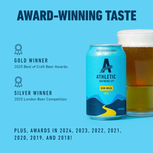Craft Non Alcoholic Beer, IPA, Pair With Pizza, Burgers, or Tacos, Vegan Hops & Malt Blend With Citrus & Pine Notes, Low Calorie, Run Wild, 6 Pack, 12 FL Oz Cans