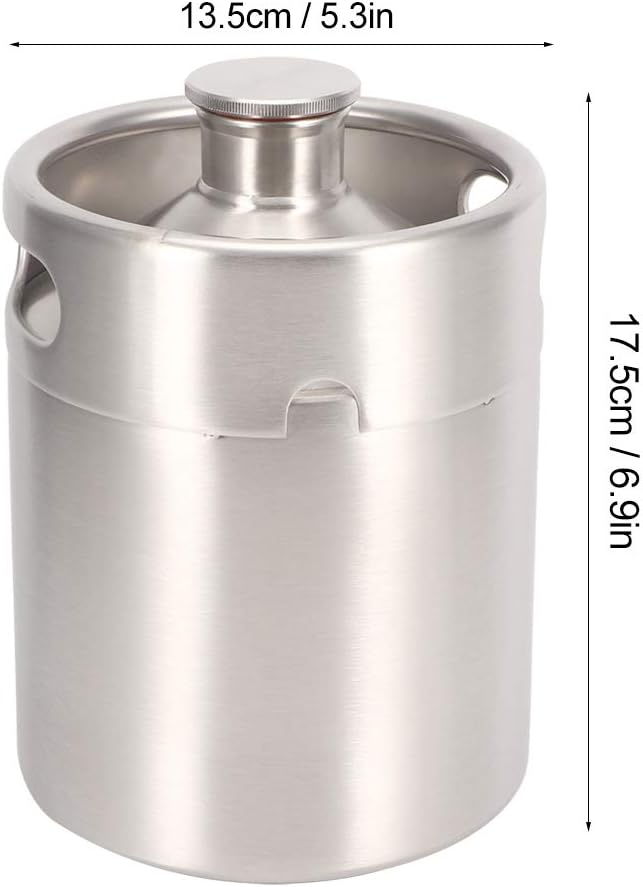 2L Stainless Steel Beer Keg, Homebrew Keg System Kit with Carbonator Faucet Mini CO2 Regulator, Portable Beer Growler