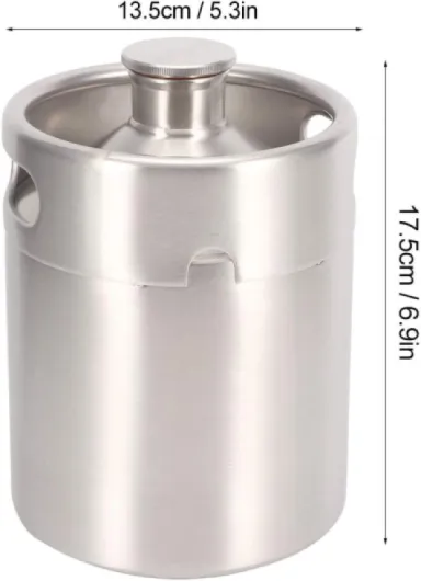 2L Stainless Steel Beer Keg, Homebrew Keg System Kit with Carbonator Faucet Mini CO2 Regulator, Portable Beer Growler