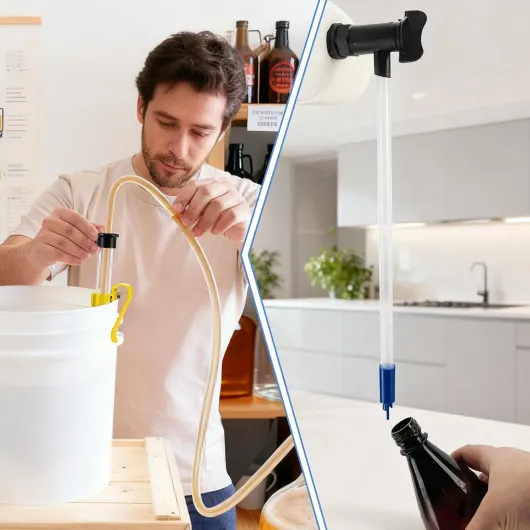 3/8”Auto Siphon with Bottling Wand 3/8"Racking Cane Beer Wine Siphon Homebrew 5.5FT Food-Grade Silicone Yellow Tubing Clamp Effortless Bottling Fermentation Siphoning Mead Craft Brew Home Making Kit