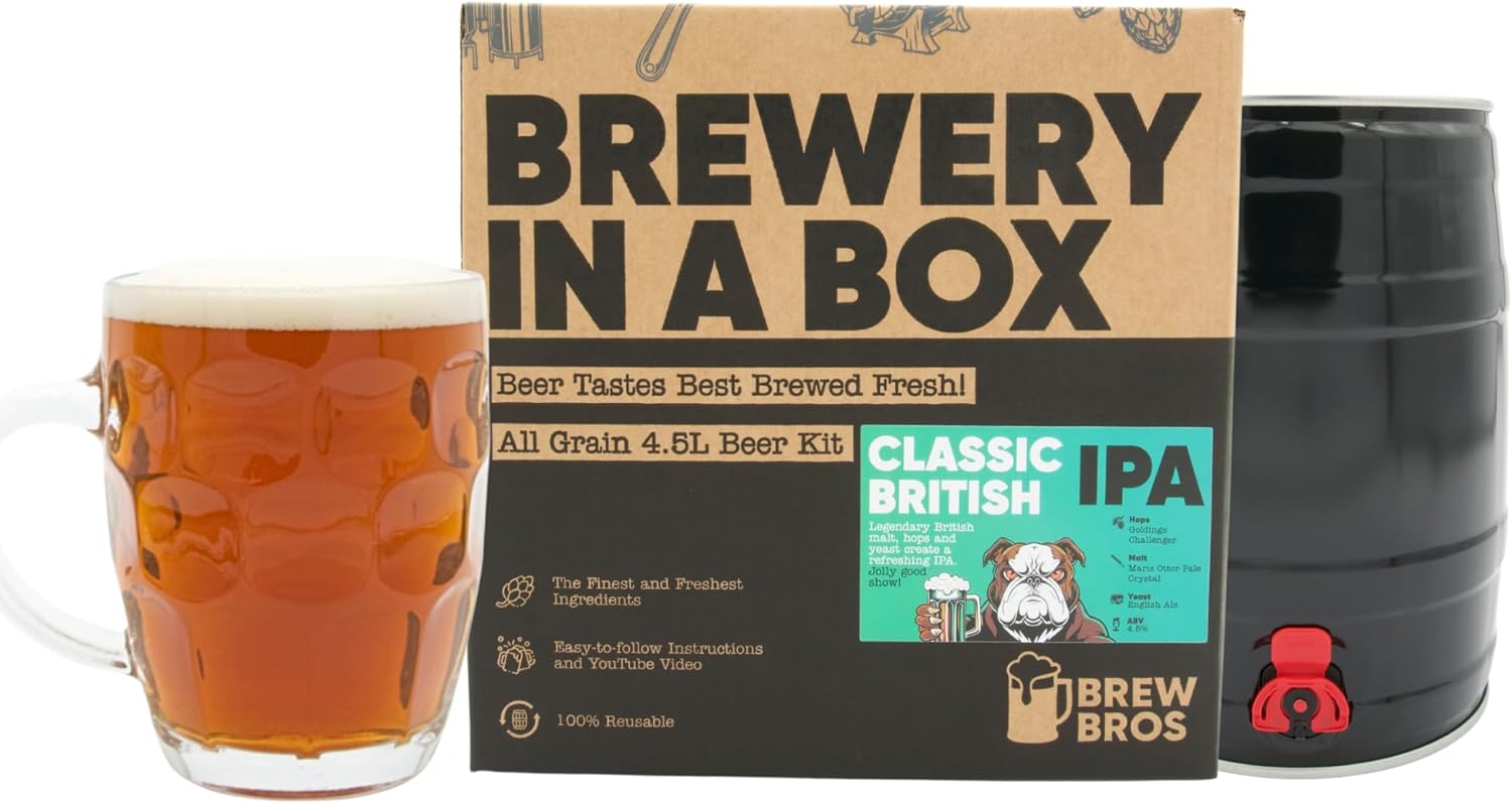 Brewery in a Box - Classic British IPA - All Grain Reusable Beer Making Kit - Start Brewing Craft Beer - Gifts for Men
