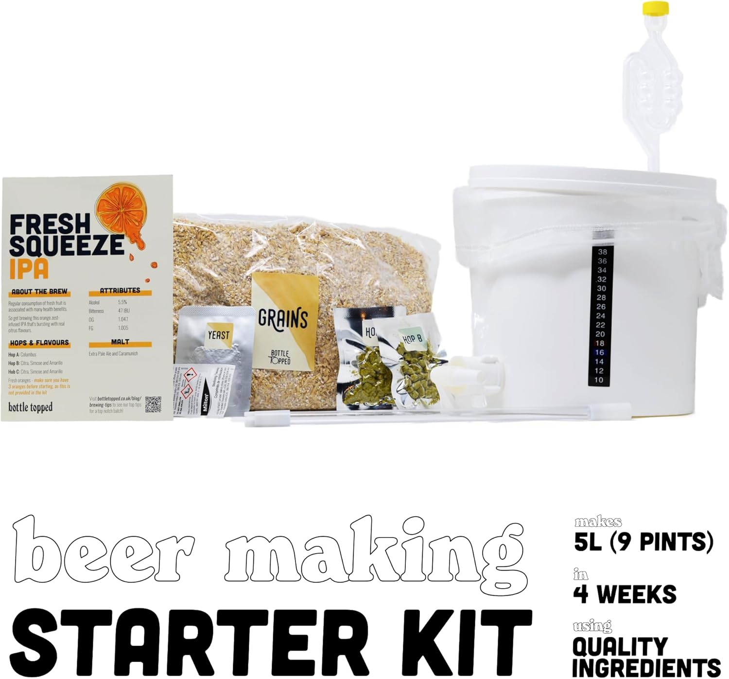Fresh Squeeze IPA Home Brew Starter Kit – Beer Making Kit to Brew 5L of Beer at Home – Make Your Own Craft Beer – Perfect for Home Brewer, Beer Gift, Gifts for Men, Gifts for Dad
