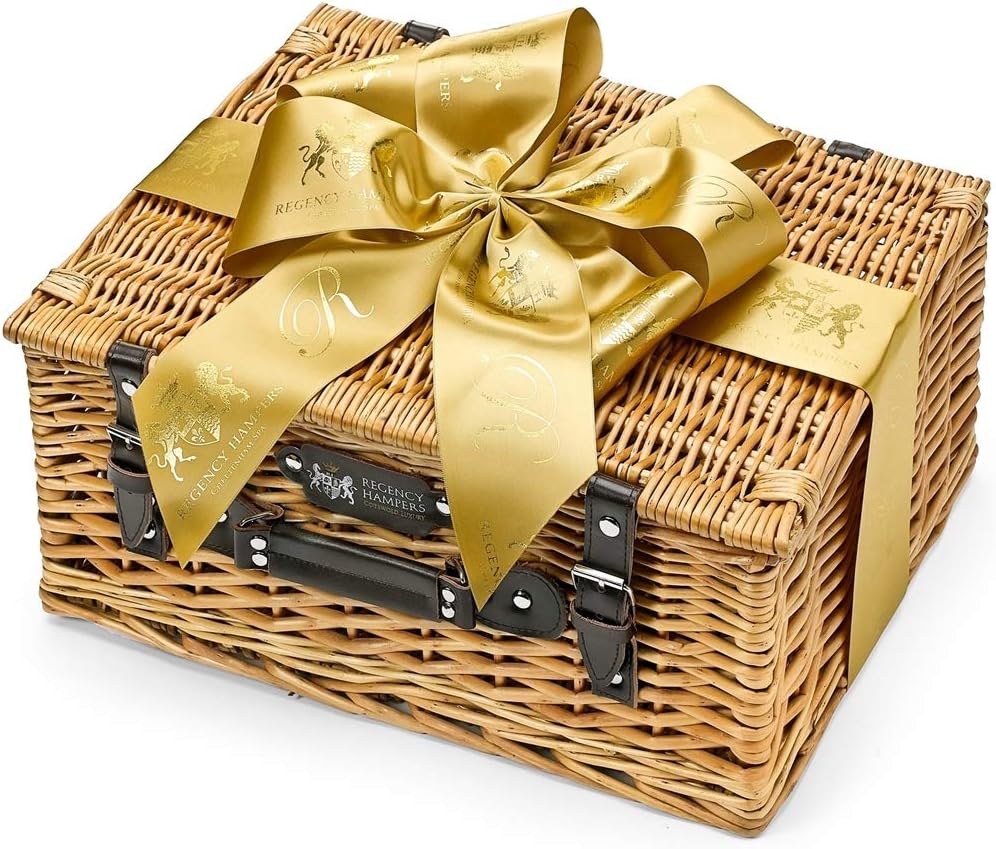 Gourmet Guinness Gift Set in Wicker Picnic Basket - Eton Guinness Hamper with Mature Cheddar, Cotswold Brie, Shortbread, Chocolate Selection - Anniversary Beer Gifts for Dad, from Regency Hampers