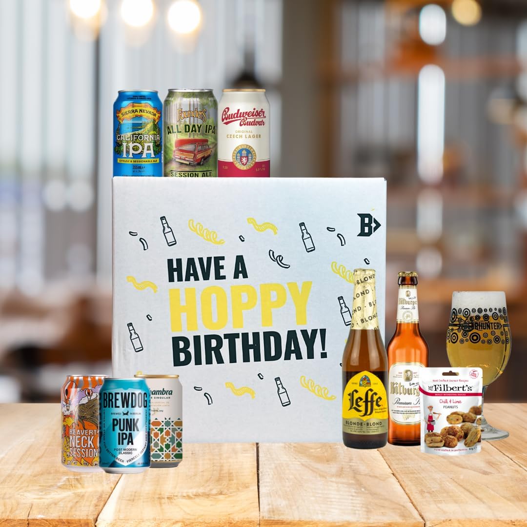 World Craft Beer Happy Birthday Beer Gift Box - Birthday Gifts for Men, Mens Birthday Gifts, Beer Gifts for Men, Gift for Men, Alcohol Gift Set