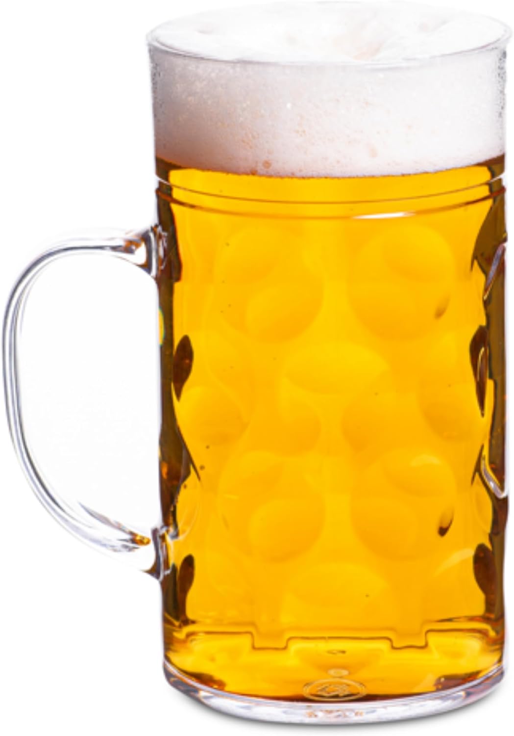 Bar@drinkstuff Plastic Beer Stein – German-Style 2-Pint (1 L) Polystyrene Tankard Mug with Handle – Reusable, Rigid, Dimpled Finish – Ideal for Festivals, Outdoor Events & Bars (24)