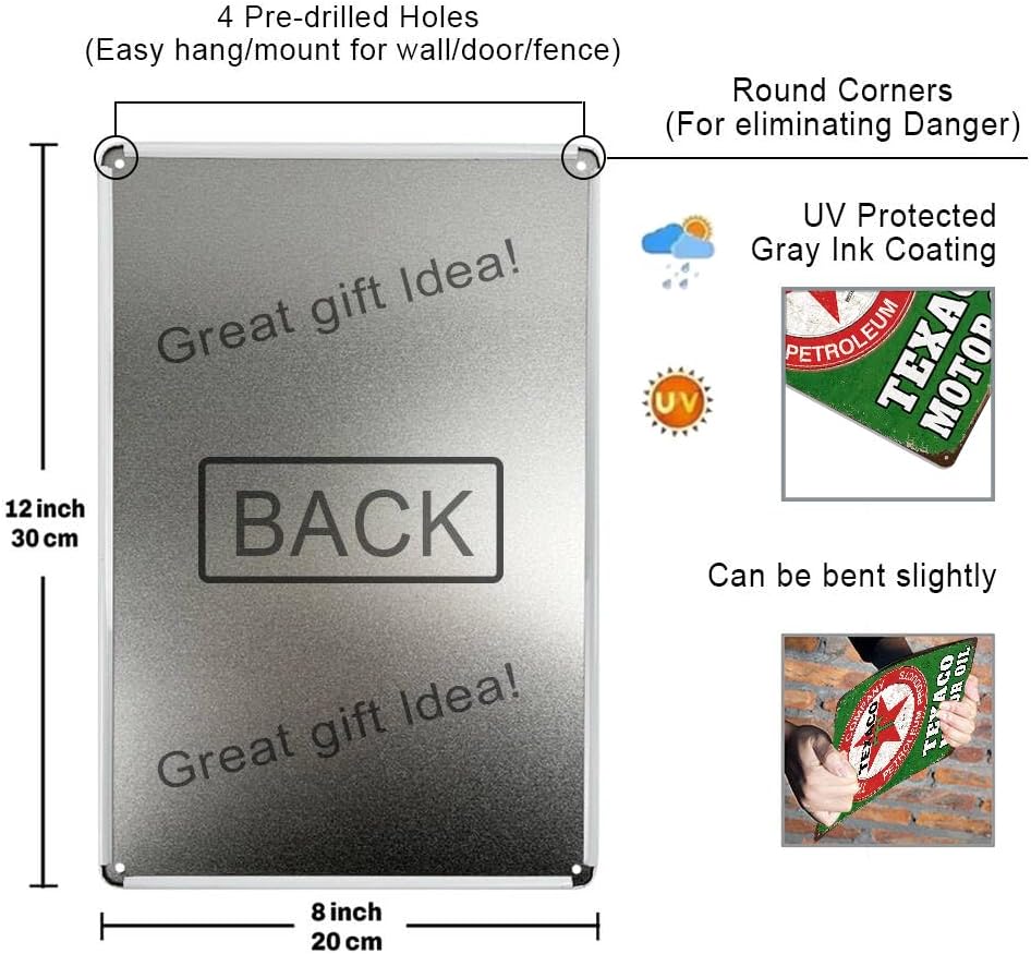 Vintage Metal Tin Signs Set of 7 - Retro Garage & Man Cave Decor, Old Car Posters, Bar Wall Art, 20x30cm Rustic Metal Plaques for Home, Pub, Shed Garage-7