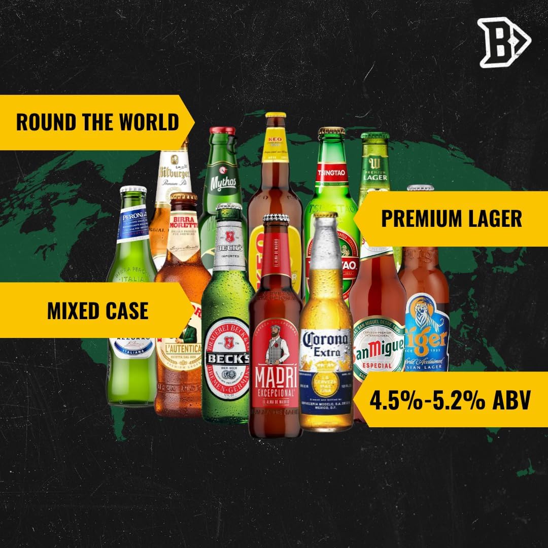 Round the World Lager Beer Gift Set (12 Pack) - Gifts For Him, For Her, Christmas, Birthday's, Father's Day, Mother's Day 12 Pack 330.00 ml (Pack of 12)
