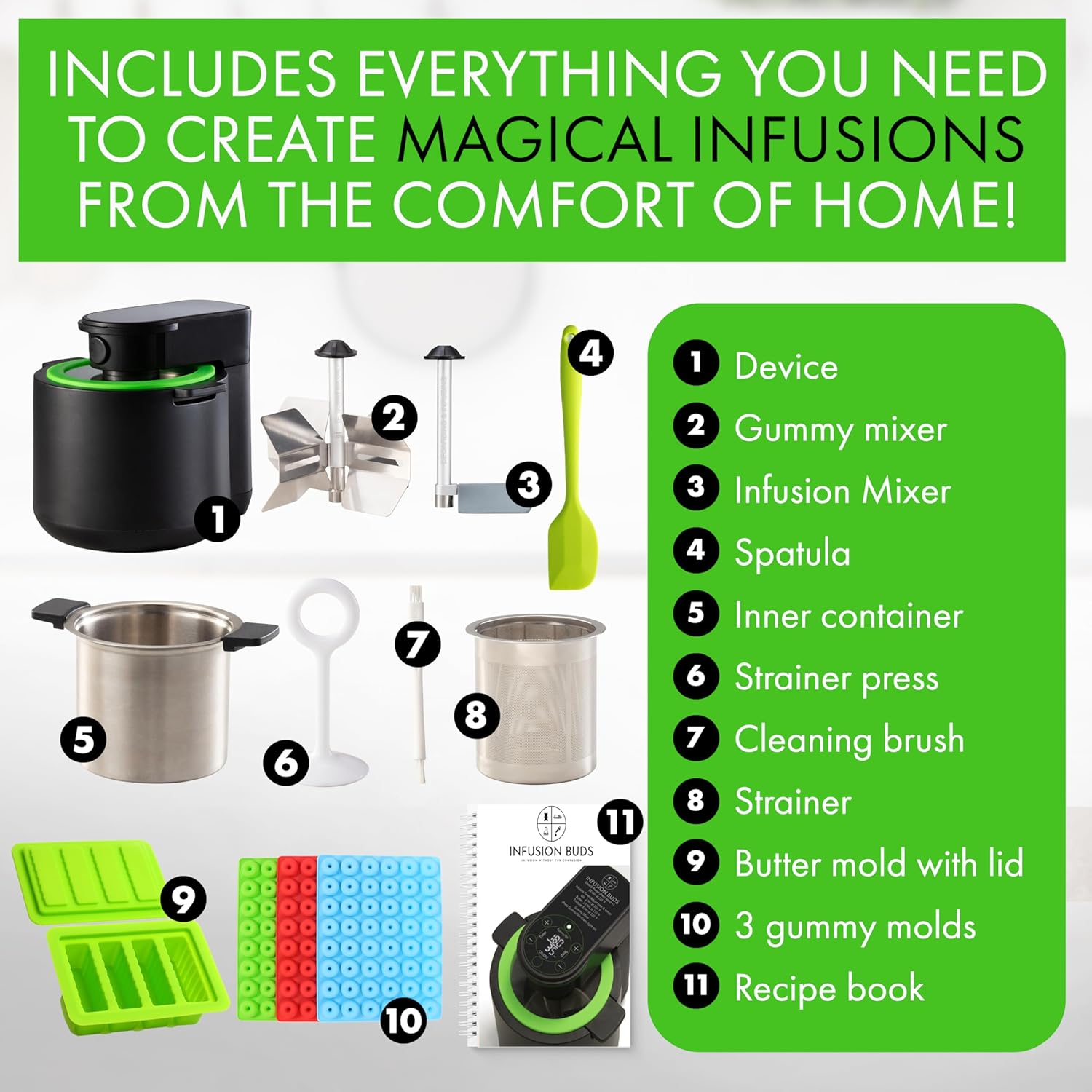 3-in-1 Magical Herb Infuser Decarboxylator & Gummy Maker Magic Butter Machine for Creating Infused Butter, Gummies, Canna Herb Oil & More Recipe Book & All Accessories