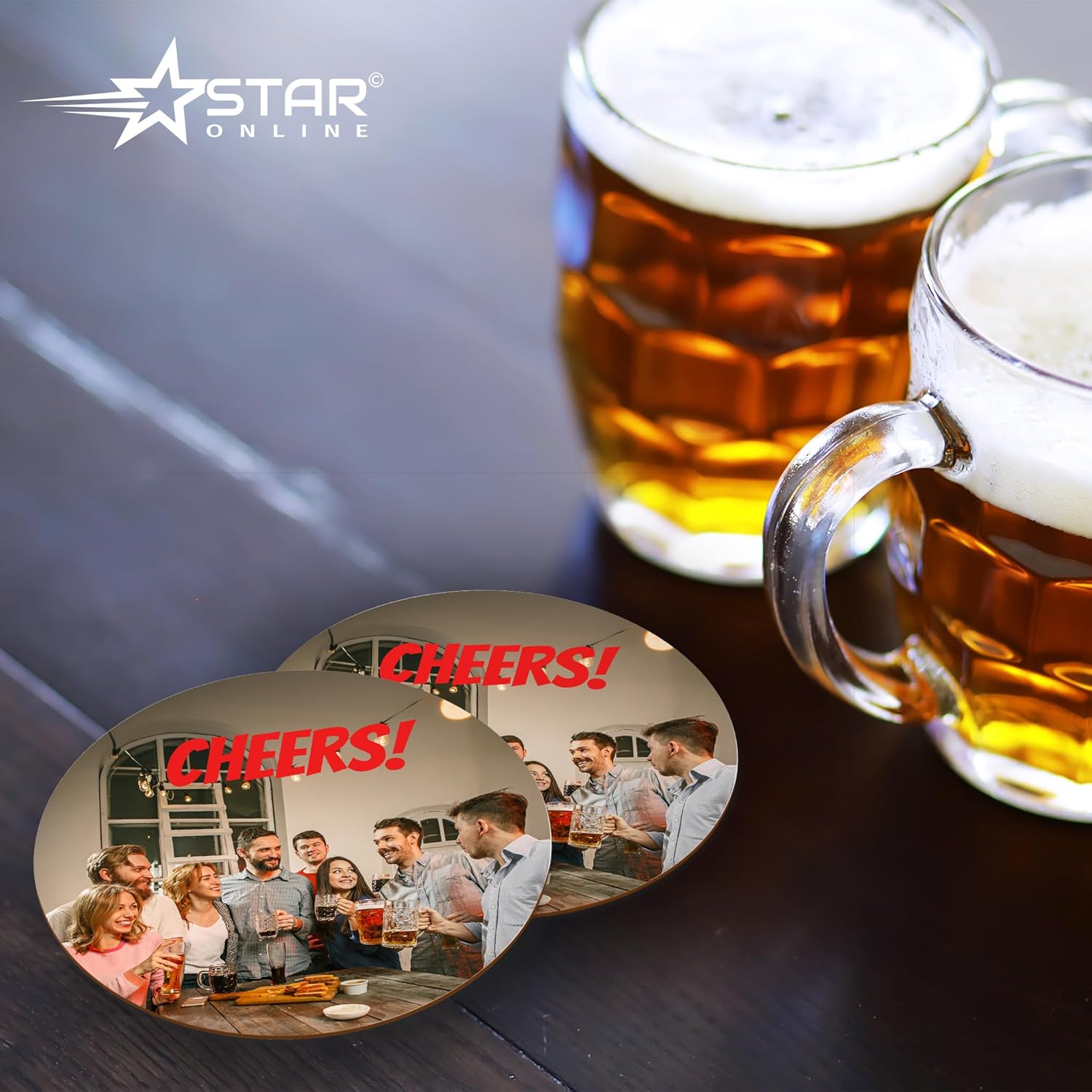 Personalised Beer Mats Coasters Bar Drinks Home Pub Accessories Gifts Man Cave - Add Own Photo and Text (Round Set of 96)