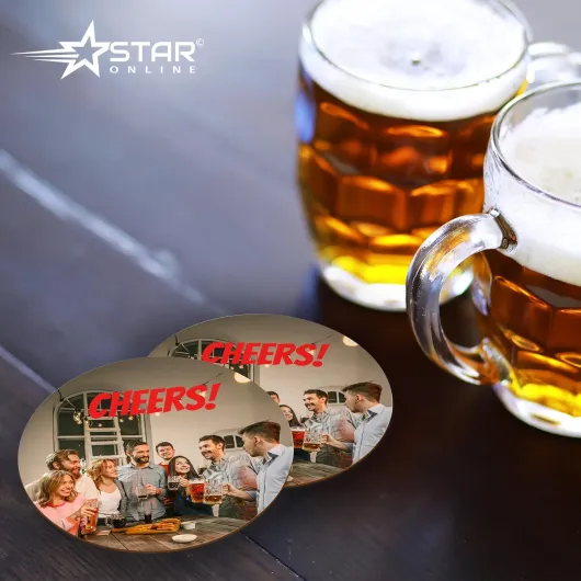 Personalised Beer Mats Coasters Bar Drinks Home Pub Accessories Gifts Man Cave - Add Own Photo and Text (Round Set of 96)