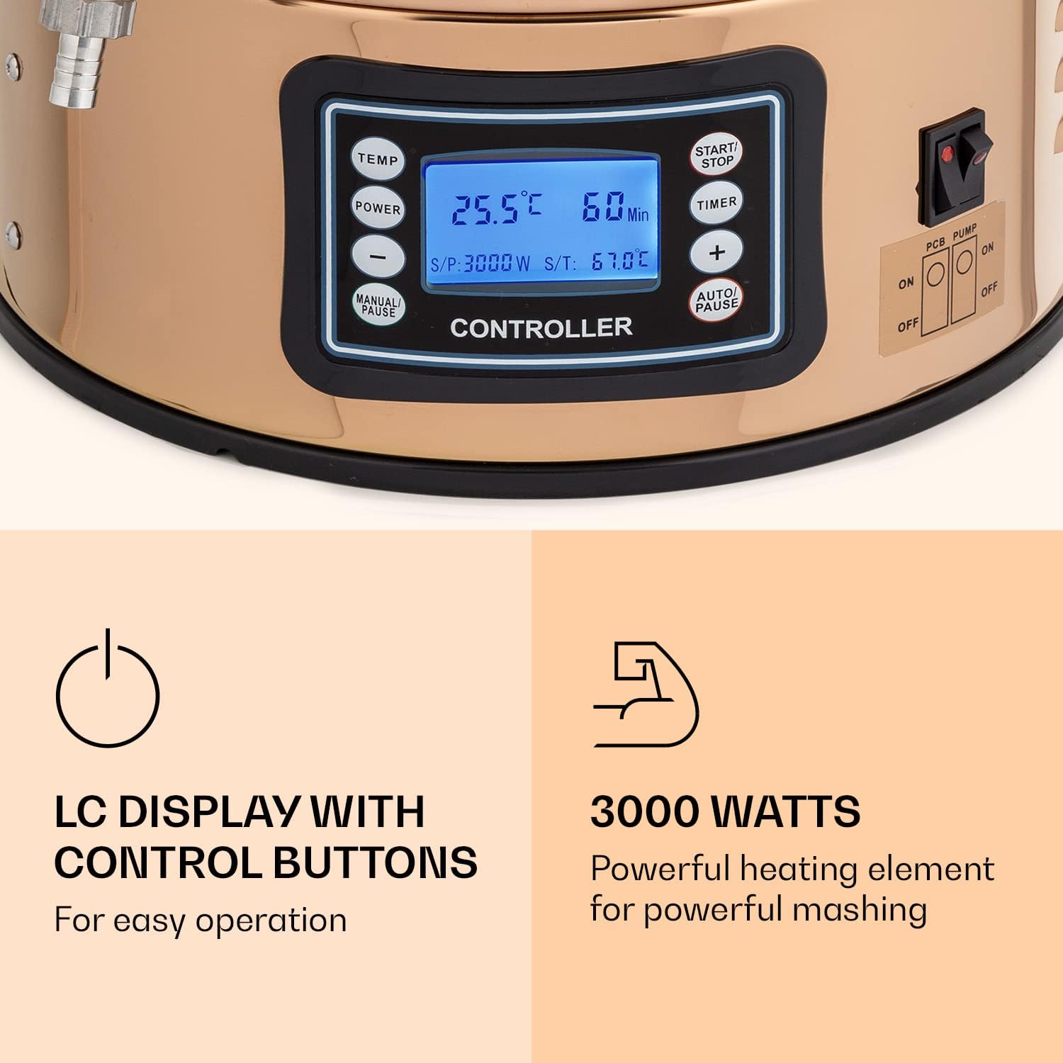 Beer Making Kits, Home Brew Starter Kit, 50L XXL Make Your Own Beer Brew Kit, Stainless Steel Beer Brewing Kits for Beginners, Auto-Mode, 3000W Complete IPA, Ale Lager Beer Brewing Equipment 50L Copper