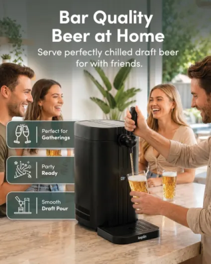 Beer Keg Dispenser 5L with Thermoelectric Cooler, LED Temperature Gauge & Drink Fountain – Perfect Home Draft Beer Tap System for Party, 2 Year Warranty 5 L