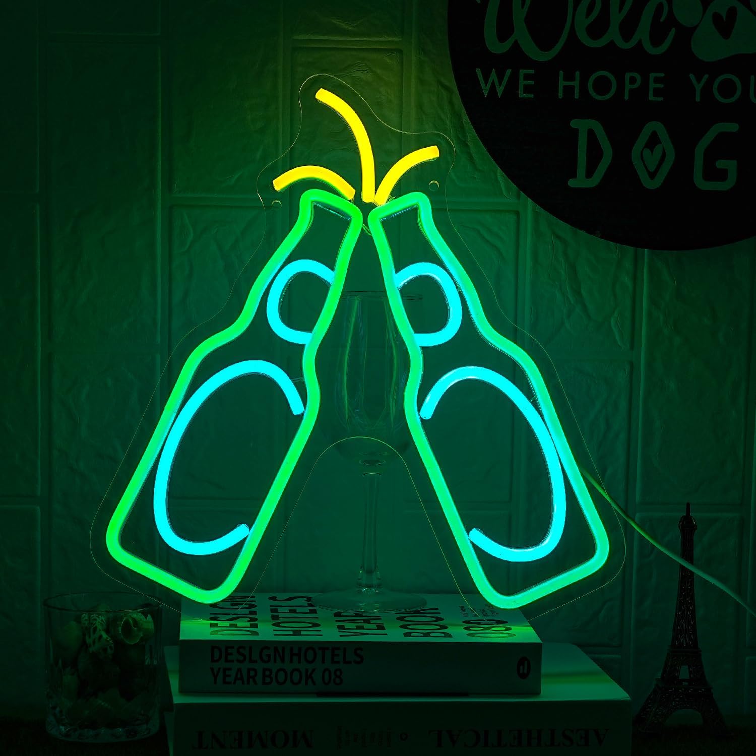 Beer Neon Sign Green Cheers Cup Neon Light for Wall Decoration Dimmable Bar Neon Light Sign USB Power LED Bar Sign for Home Tavern Restaurant Man Cave Party Green Beer