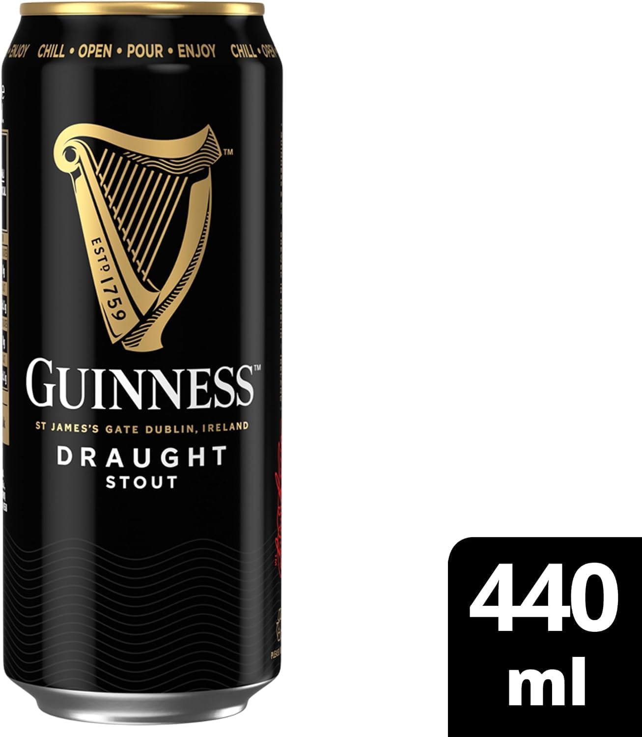 Guinness Draught Stout Beer - 4.1% vol - 15 x 440ml - Official Beer of the Premier League - Iconic Stout - Rich Smooth Head & Sweetness of Malt Balanced with Hops