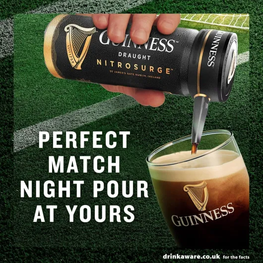 Guinness Draught Nitrosurge Stout Beer - 4.1% vol - 4x558ml Cans - Perfect Pub Pour at Home - Match Day Beer - Celebrate the Football This Summer - Device Sold Separately 558 ml