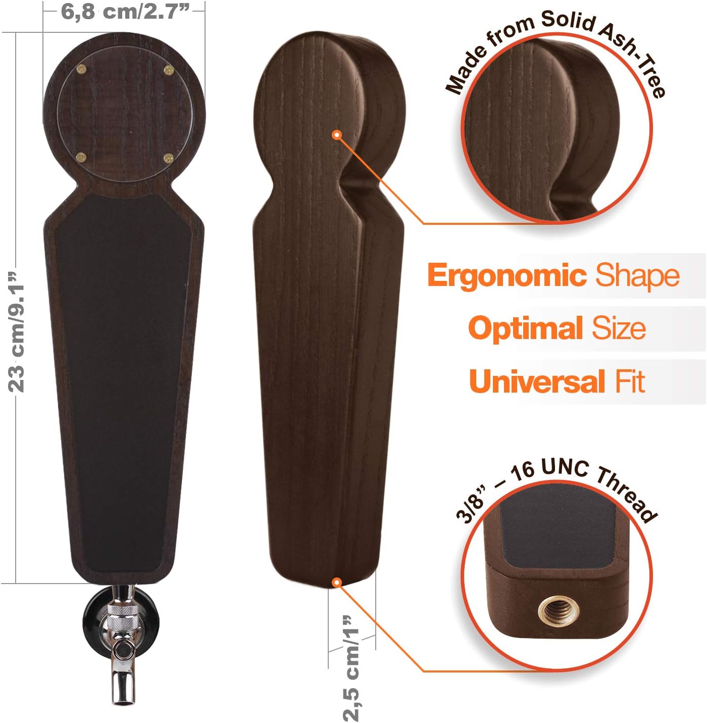 Large Wooden Table Tap Handles for Kegerator Bar Restaurant Brewery Craft Beer Tap Handle Label Display for All Beer Lovers (Dark Blue) Black