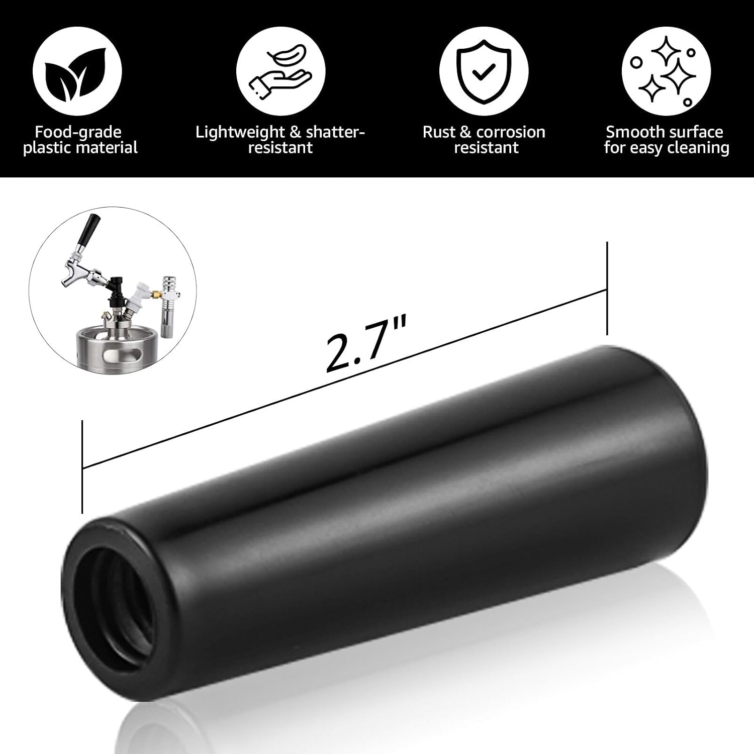 MRbrew 【5 PCS】 Plastic Beer Tap Handle, Faucet Black Handle Fits for Standard American Threading Beer Faucet 5 Pieces
